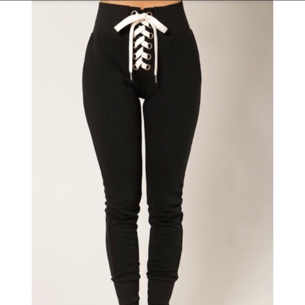 “Lace Me” Black Lace-Up Joggers
